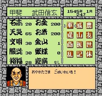 Takeda Shingen 2 (Japan) screen shot game playing